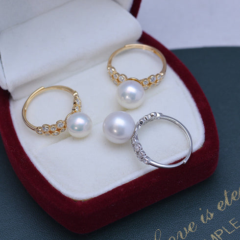 8-9mm Freshwater Pearl & Gloria CZ Ring - House Of Pearls